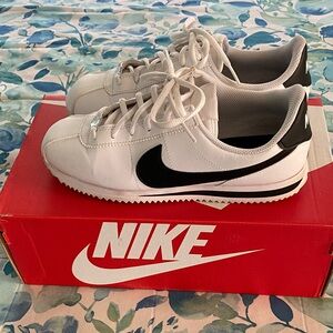 Nike Kids White and Black Cortez Sneakers